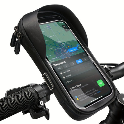 Handlebar Smartphone Mount Waterproof Case 7.5×3.5 in 360° Swivel for Bike Motorcycle E-Bike GPS Navigation Screen Protection Touchscreen