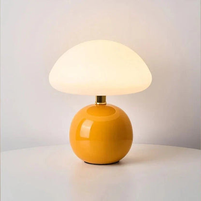 Ceramic Mushroom Table Lamp with 3-Color LED Light for Bedroom, Living Room & Nursery Decor