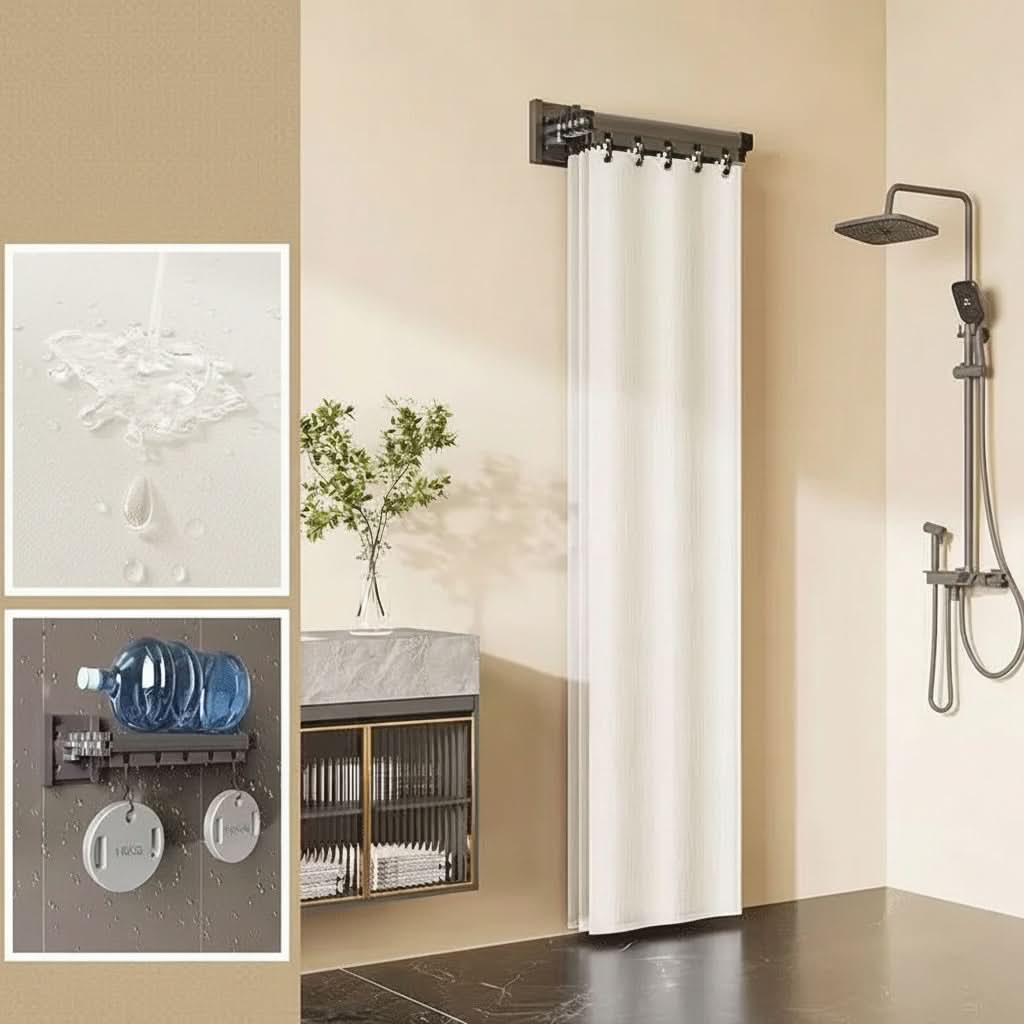 DRYDIVA – Foldable Shower Curtain Rod Partition Set