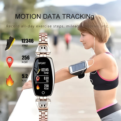 Women's Activity Tracker Bracelet with Heart Rate & Sleep Monitor, Waterproof Wearable Wellness Band with Jewelry Chain Design for iPhone &