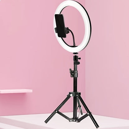 10-Inch Dimmable Ring Light with 22-Inch Tripod Stand and Phone Mount for Selfies, Video Recording, Streaming, Content Creation, Beauty