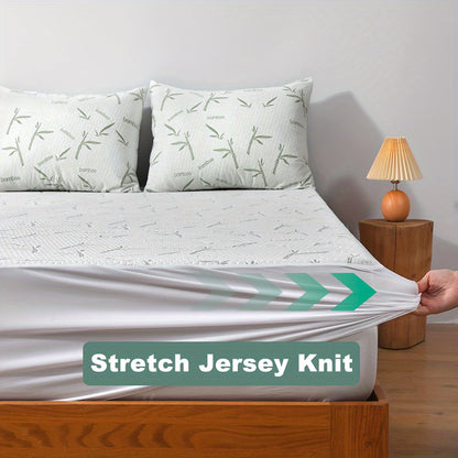 Bamboo Fiber Bed Topper with Deep Pocket Fit Ventilated Jersey Knit Layer for Temperature Control Twin Full Queen King All Season Sleep Surf