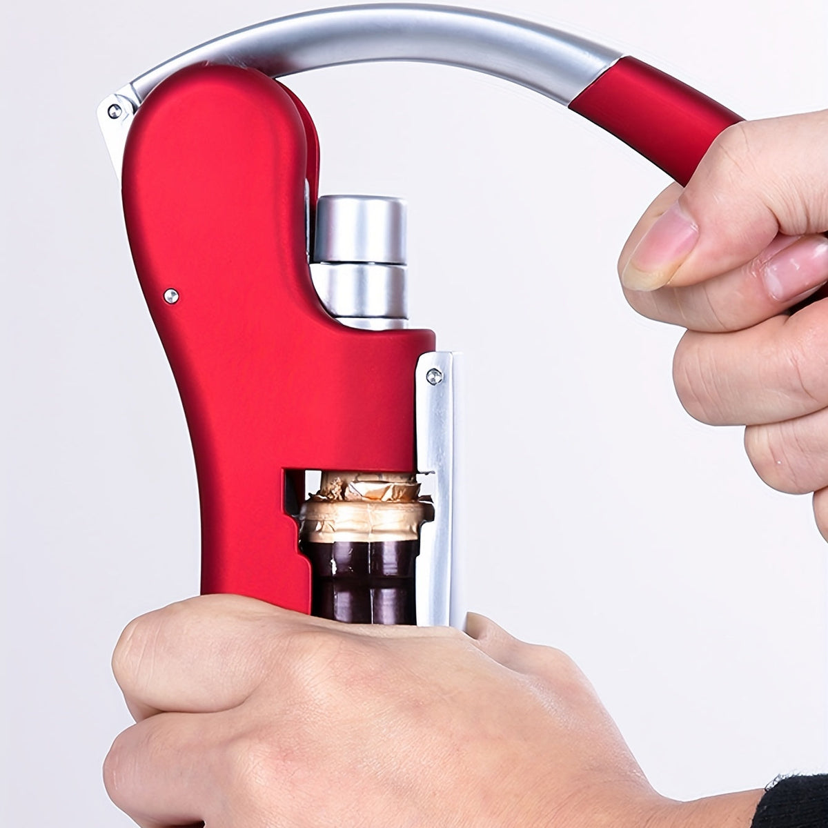 Lever-Action Wine Opener – Professional Corkscrew for Easy Bottle Opening at Home or in Restaurants
