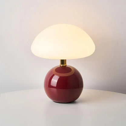 Ceramic Mushroom Table Lamp with 3-Color LED Light for Bedroom, Living Room & Nursery Decor