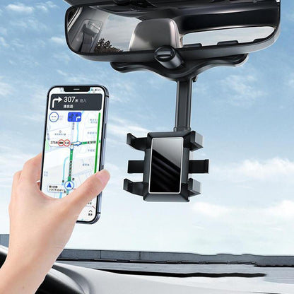 Cell Phone Mount for Car Mirror Clip-On Holder with 360° Swivel Adjustment for Hands-Free GPS Navigation & Driving Safety