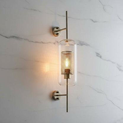 Glass Wall Sconce Light Fixture Gold Chrome Finish for Bathroom Bedroom Living Room Entryway Hallway Modern Minimalist Lighting