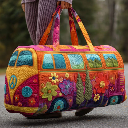 Quilted Floral Weekend Travel Duffel Bag with Reinforced Frame for Women | Carry-On Overnight Bag