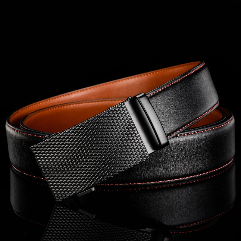 Men's Genuine Cowhide Leather Dress Belt with Scratch-Resistant Finish for Work & Formal Wear
