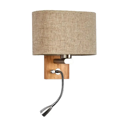 Wall-Mounted Reading Light with Adjustable Spotlight & Fabric Shade – Modern Sconce for Bedroom, Bedside Accent Lighting