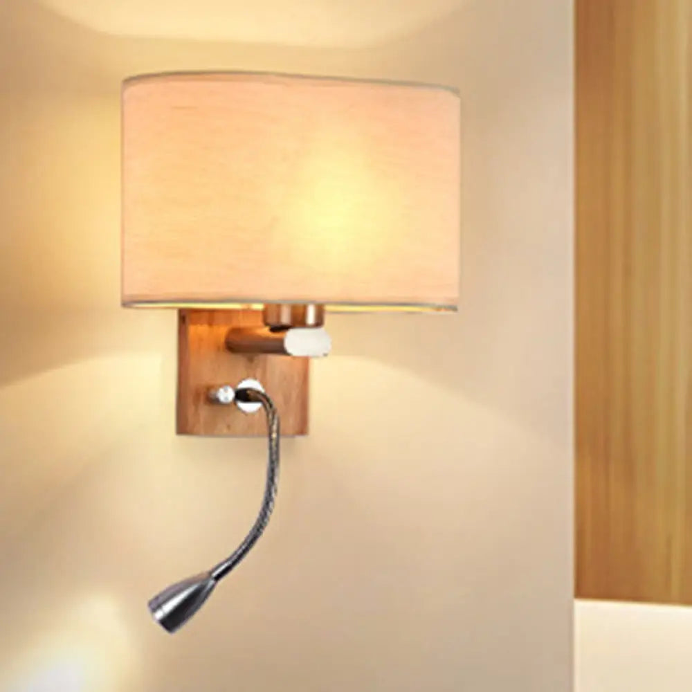 Wall-Mounted Reading Light with Adjustable Spotlight & Fabric Shade – Modern Sconce for Bedroom, Bedside Accent Lighting