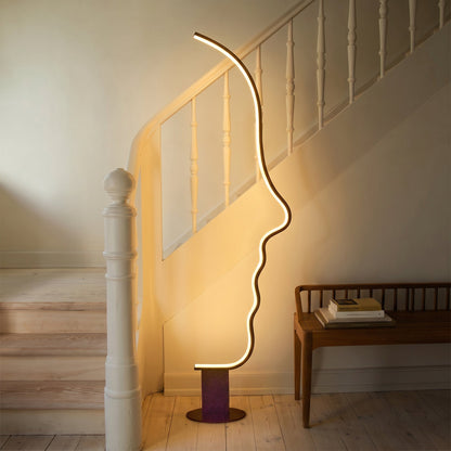 Sculptural Abstract Face Floor Lamp with Warm LED Light for Modern Living Rooms and Reading Nooks