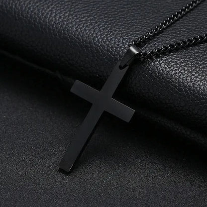 Stainless Steel Cross Pendant Necklace for Men – 24 in Chain, Religious Symbol Jewelry for Everyday & Casual Wear