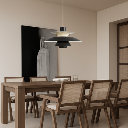 Layered Aluminum Ceiling Fixture Black 20 in Diameter for Kitchen Islands Dining Areas Modern Nordic Style Overhead Lighting E27 Socket Diff