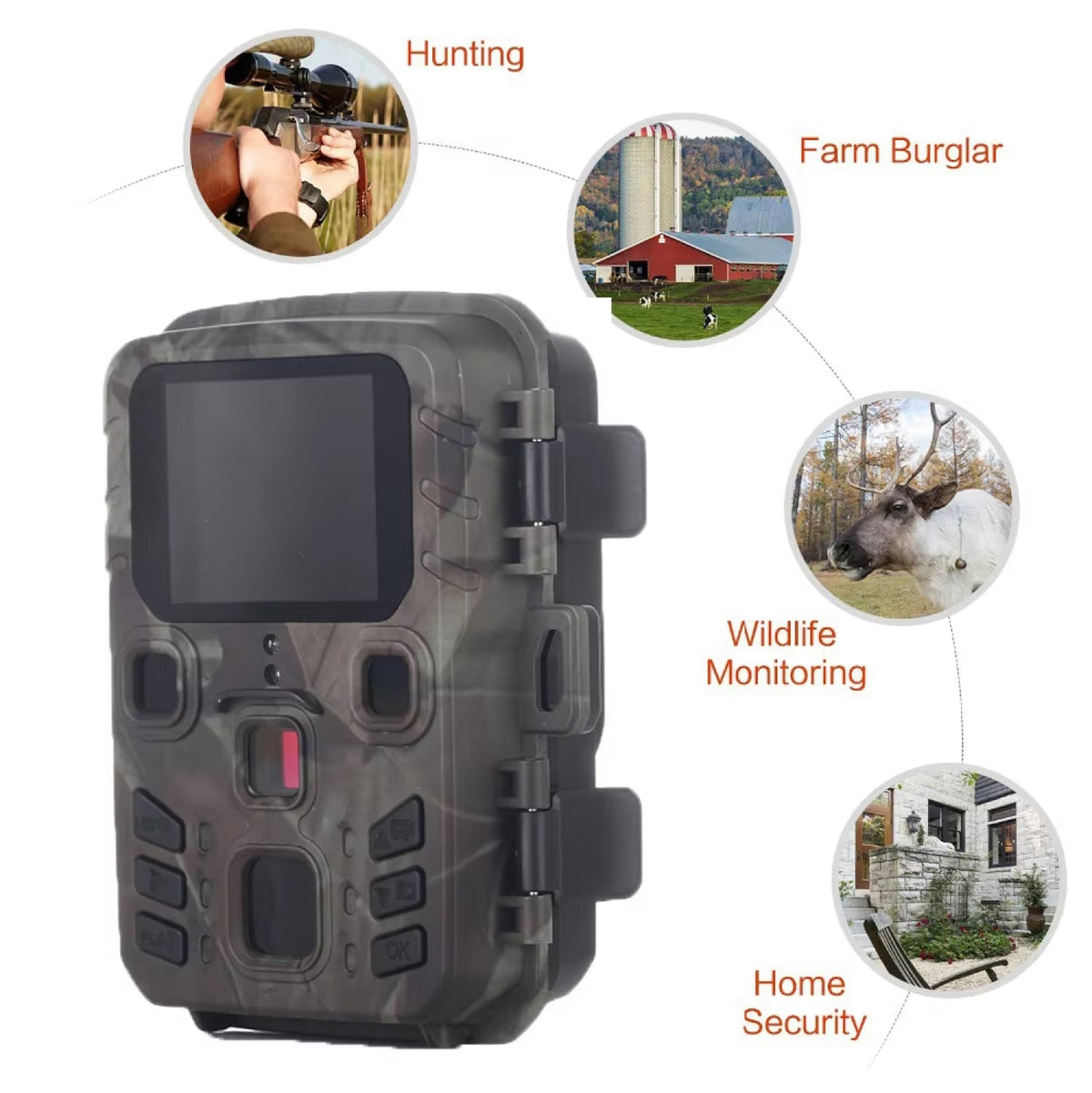 WiFi Trail Camera with Night Vision & Motion Sensor for Outdoor Wildlife Observation & Property Security Monitoring