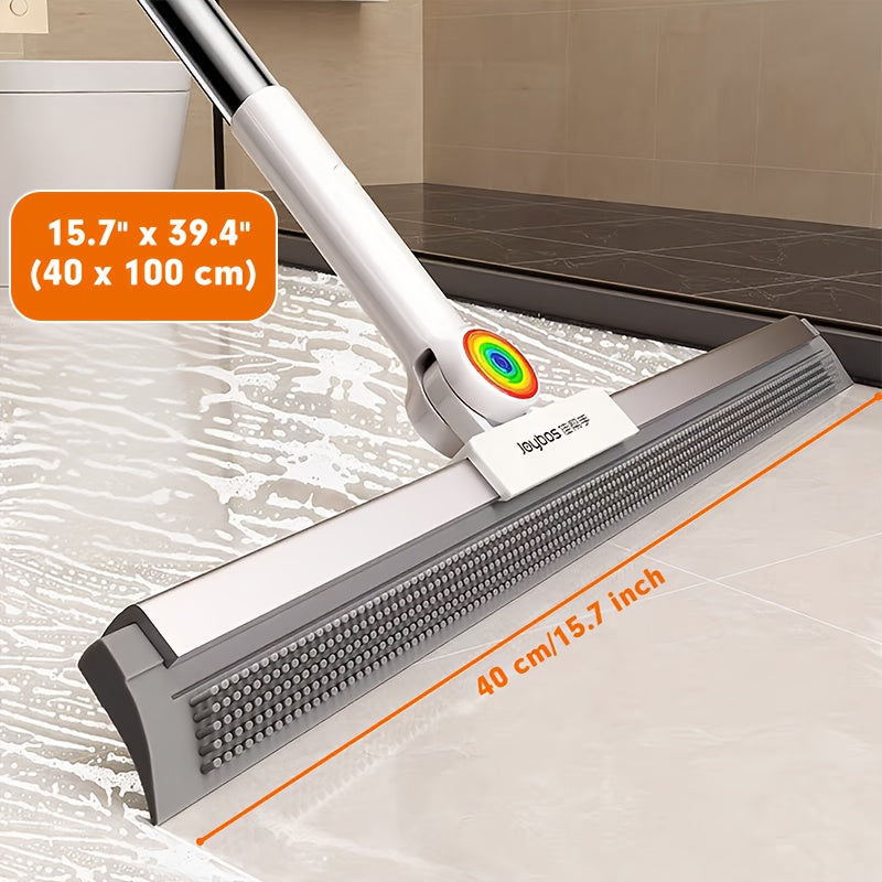 Dual-Action Floor Squeegee with Rubber Edge & Soft Bristles for Pet Hair Removal