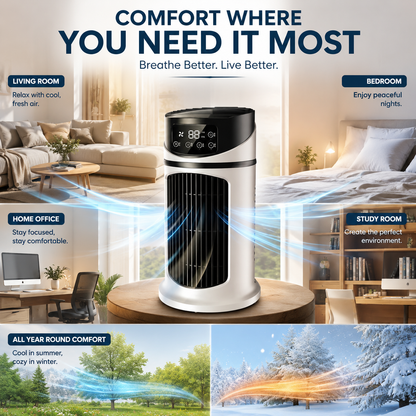 Compact Personal Cooler – Windowless Evaporative Air Cooler for Bedroom, Office & Small Spaces – Portable Desktop Cooling Unit for Home &