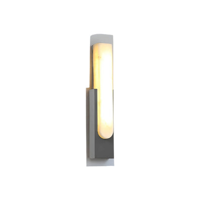 LED Sconce Light 20 Inch Vertical Alabaster Shade Gold Base Hardwired Modern Bedroom Hallway Wall Fixture for Contemporary Homes