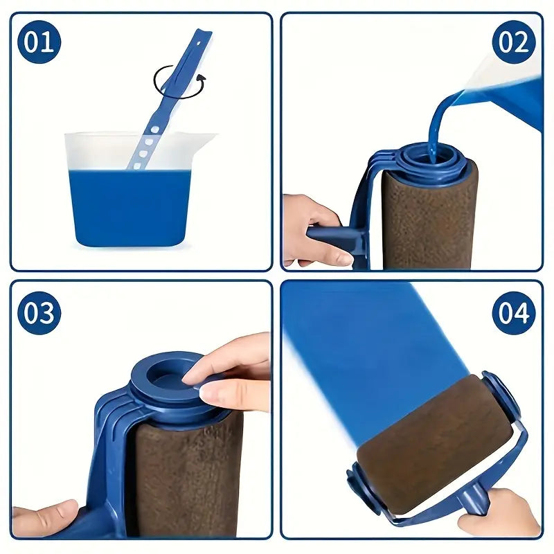 Self-Feeding Wall Applicator with Internal Paint Chamber for Fast, Drip-Free Painting of Rooms, Ceilings & Large Surfaces