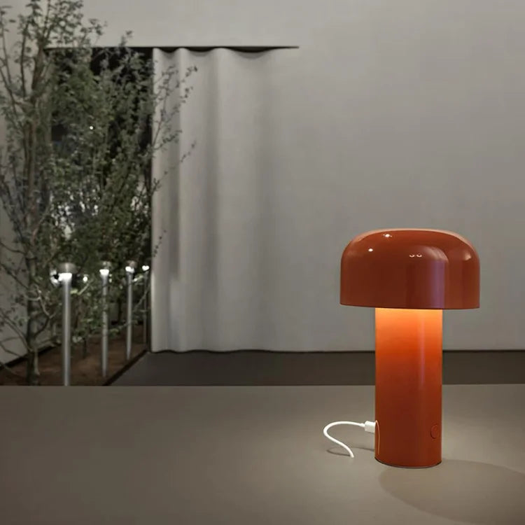 Rechargeable LED Mushroom Desk Lamp 8.3 in Cordless Touch Dimmer Warm White Portable Nightstand Light for Bedroom Living Room Patio Outdoor