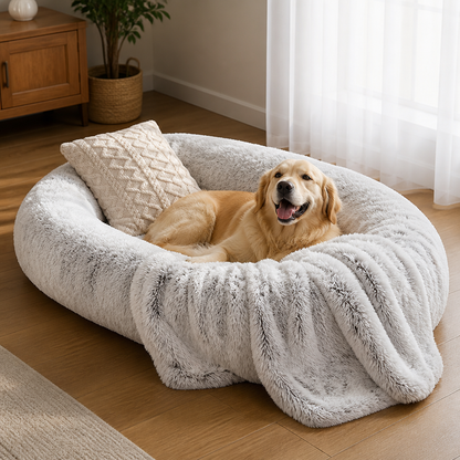 Cama ortopédica y lavable de piel sintética para humanos tipo perro Ortekor (funda desmontable)