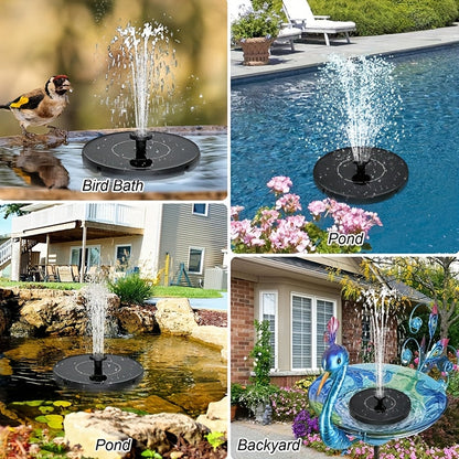 Solar Powered Floating Fountain Pump with 6 Interchangeable Spray Heads for Bird Baths, Ponds, and Garden Water Features – Automatic