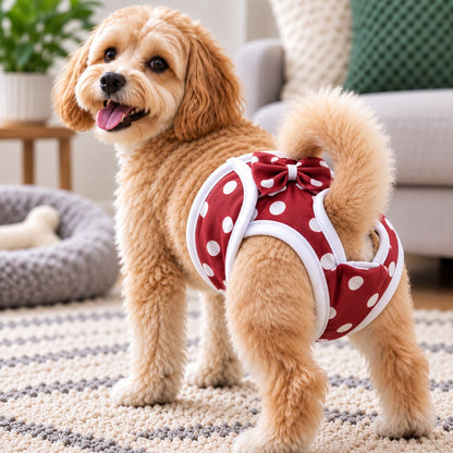 Ortekor Reusable Female Dog Sanitary Pants for Heat Cycles & Indoor Accidents - Adjustable Small Dog Diaper Cover