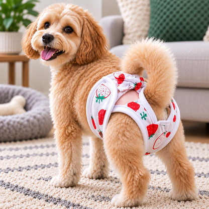 Ortekor Reusable Female Dog Sanitary Pants for Heat Cycles & Indoor Accidents - Adjustable Small Dog Diaper Cover