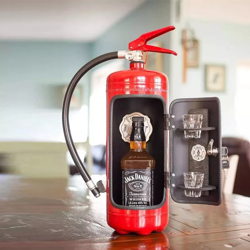 Fire Extinguisher Bottle Holder Hidden Storage Case for Whiskey Wine Champagne Metal Cabinet Bar Decor Red Black Novelty Gift for Home