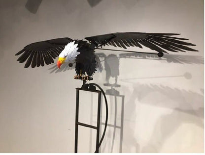 Kinetic Metal Bird Sculpture with Moving Wings for Yard, Patio & Balcony Decoration Silver Outdoor Lawn Art