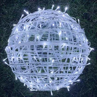 Esfera de luz LED tejida de 8 pulgadas, resistente a la intemperie, colgante para exteriores, ideal para patios, jardines, terrazas y fiestas, conectable, luz ambiental