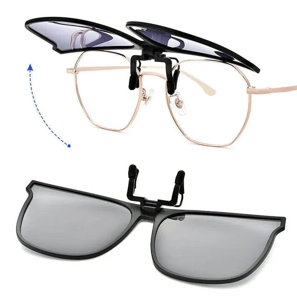 Polarized Clip-On Sunglasses for Prescription Glasses – Flip-Up Magnetic Lens Attachment UV400 Protection for Driving Outdoor Activities Eye
