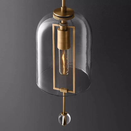 Modern Glass Globe Wall Light with Geometric Frame – Vintage Brass, Bronze & Satin Nickel – 23 or 29 Inch Height – Sculptural Sconce for