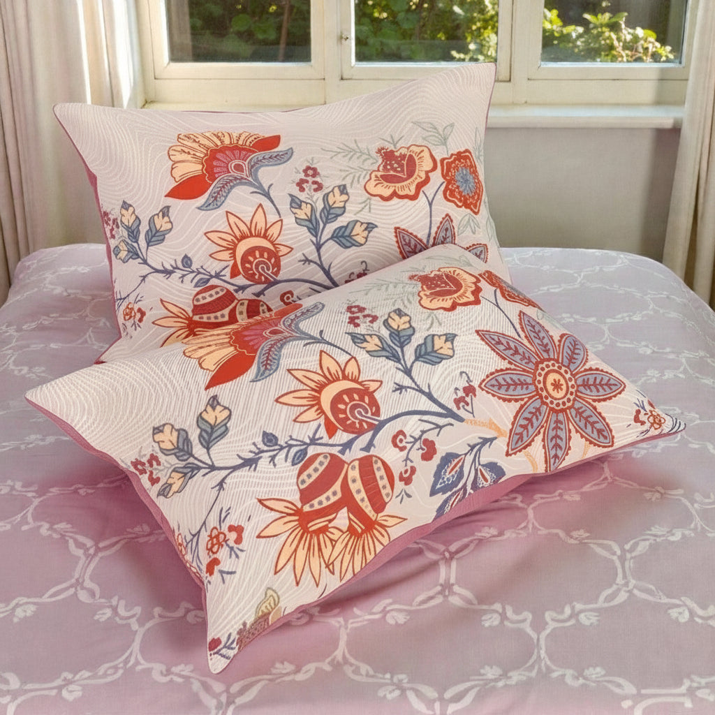 Cotton Pillowcase Set – Floral Print for Standard Pillows – 2-Piece Bedroom Linens for Rustic Boho Decor, Farmhouse Style & Modern Bedding