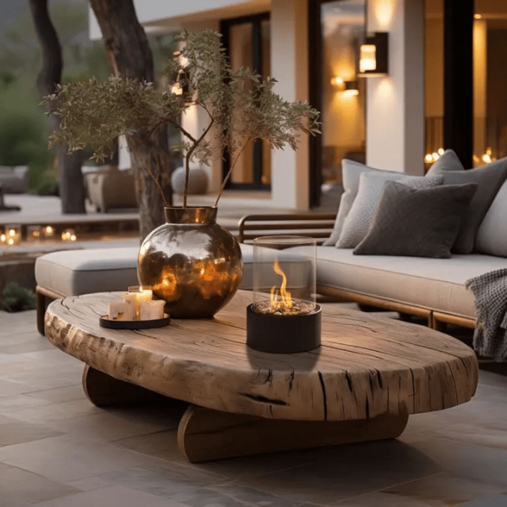 Tabletop Ethanol Burner with Glass Cylinder & Marble Base for Indoor Outdoor Patio Dining Living Room Portable Flame Centerpiece Decor
