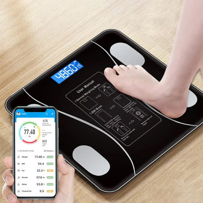 Smart Body Composition Scale Bluetooth Health Tracker 13+ Metrics Weight BMI Fat Muscle Mass Monitor Temperature Sensor App Sync Family