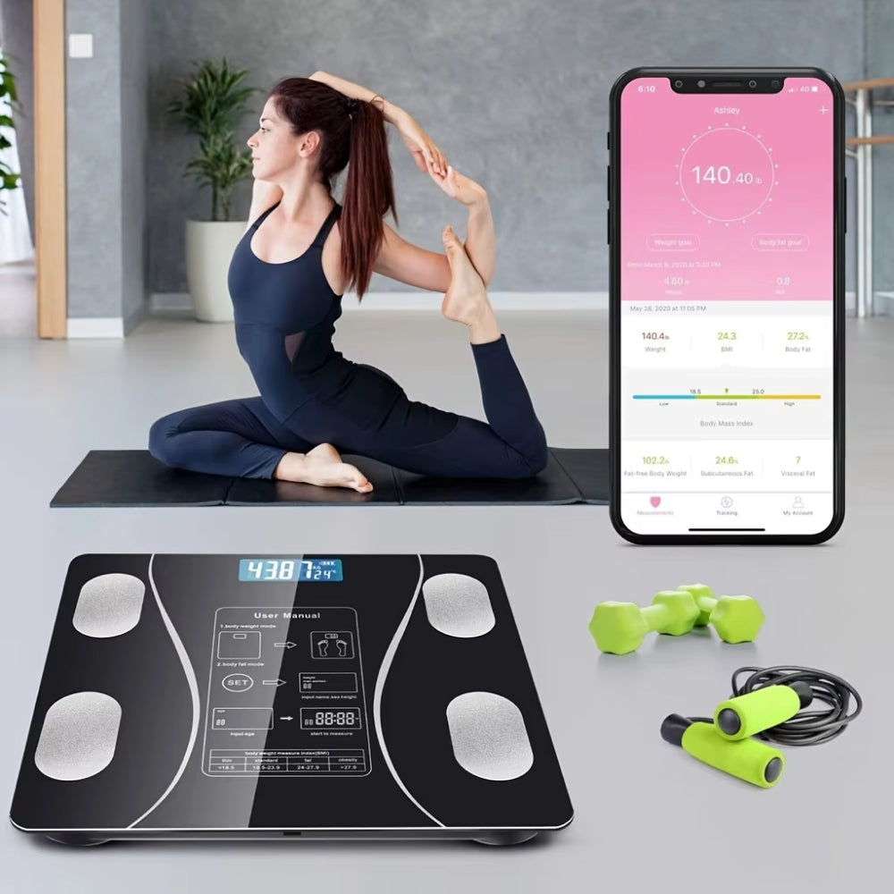 Smart Body Composition Scale Bluetooth Health Tracker 13+ Metrics Weight BMI Fat Muscle Mass Monitor Temperature Sensor App Sync Family