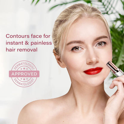 Women's Electric Facial Trimmer for Eyebrows, Peach Fuzz & Upper Lip Hair – Rechargeable Dermaplaning Tool