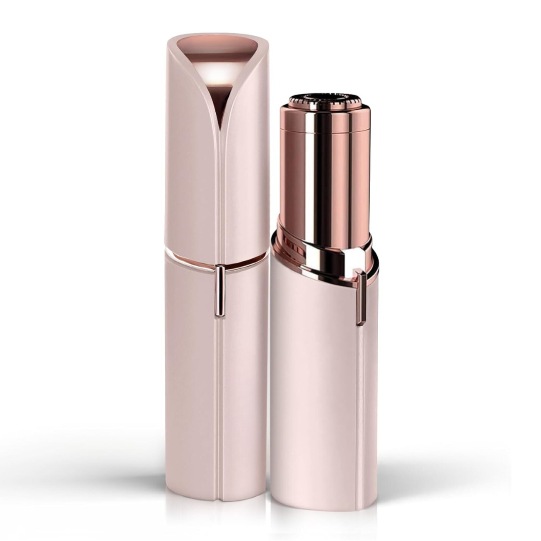 Recortador eléctrico portátil de vello facial para mujer – Depilador indoloro para cejas y vello fino de rostro, barbilla y cuello – Compacto para viajes