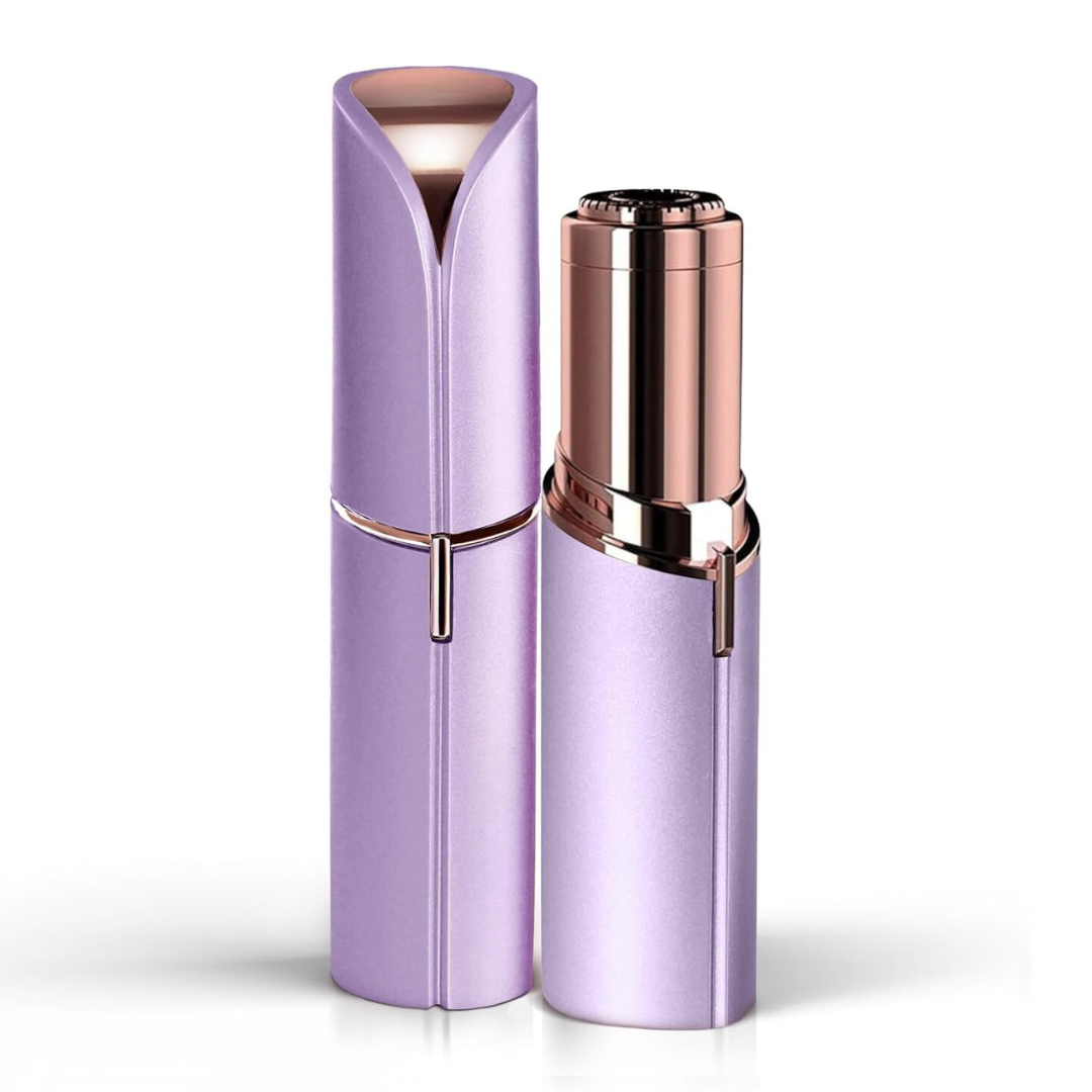 Recortador eléctrico portátil de vello facial para mujer – Depilador indoloro para cejas y vello fino de rostro, barbilla y cuello – Compacto para viajes