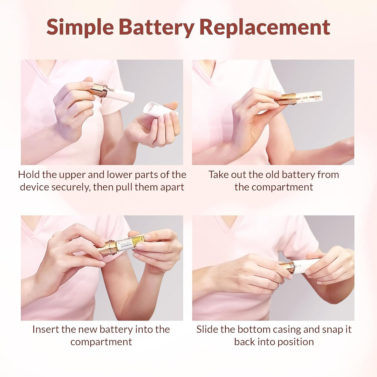 Recortador eléctrico portátil de vello facial para mujer – Depilador indoloro para cejas y vello fino de rostro, barbilla y cuello – Compacto para viajes