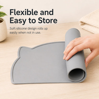 Ortekor Raised-Edge Silicone Pet Feeding Mat for Cats & Dogs - Keeps Floors Clean at Mealtime