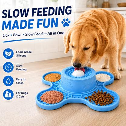 Ortekor 3-in-1 Dog Lick Mat & Slow Feeder Bowl for Bath Time, Grooming & Home Alone - Helps Slow Fast Eating and Keep Pets Busy