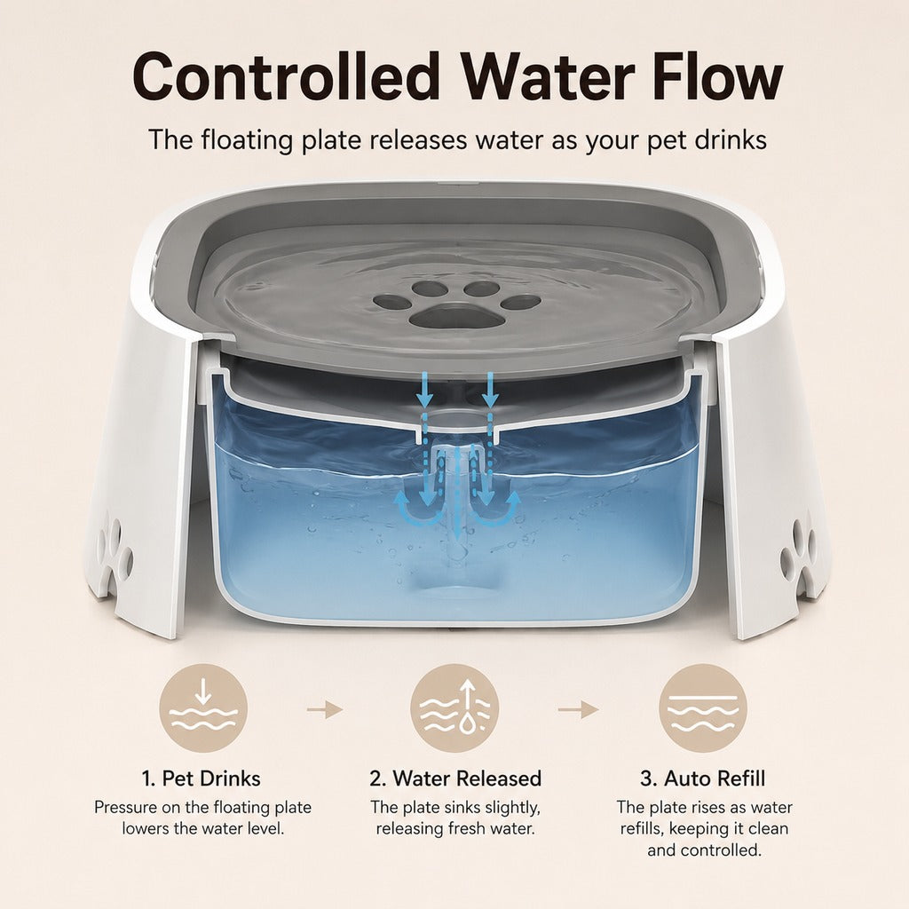 Ortekor Floating Pet Water Bowl for Home & Car - Less Splash, Cleaner Floors