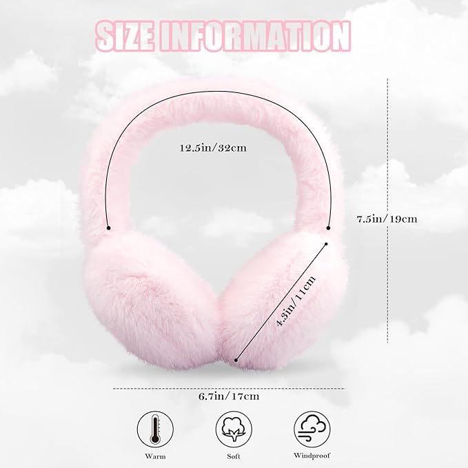 Foldable Winter Earmuffs with Plush Synthetic Fur for Women & Men – Adjustable Compact Ear Covers for Cold Weather