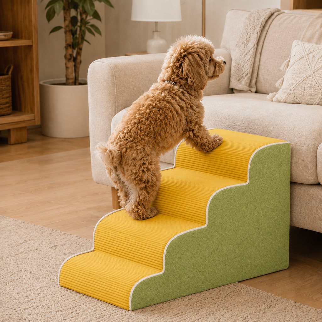 Ortekor High-Density Foam Pet Stairs for Small Dogs & Cats – Gentle Steps for Bed, Couch & Sofa, Non-Slip Washable Pet Steps to Reduce Jumping