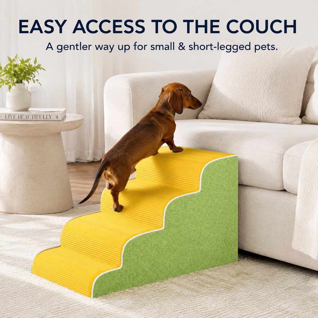 Ortekor High-Density Foam Pet Stairs for Small Dogs & Cats – Gentle Steps for Bed, Couch & Sofa, Non-Slip Washable Pet Steps to Reduce Jumping