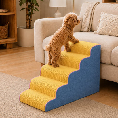 Ortekor High-Density Foam Pet Stairs for Small Dogs & Cats – Gentle Steps for Bed, Couch & Sofa, Non-Slip Washable Pet Steps to Reduce Jumping