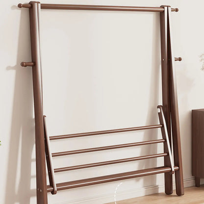 Freestanding Wood Garment Rack 59 in Tall with Hooks & Shelf for Entryway Clothes Hanging Storage Collapsible A-Frame Stand