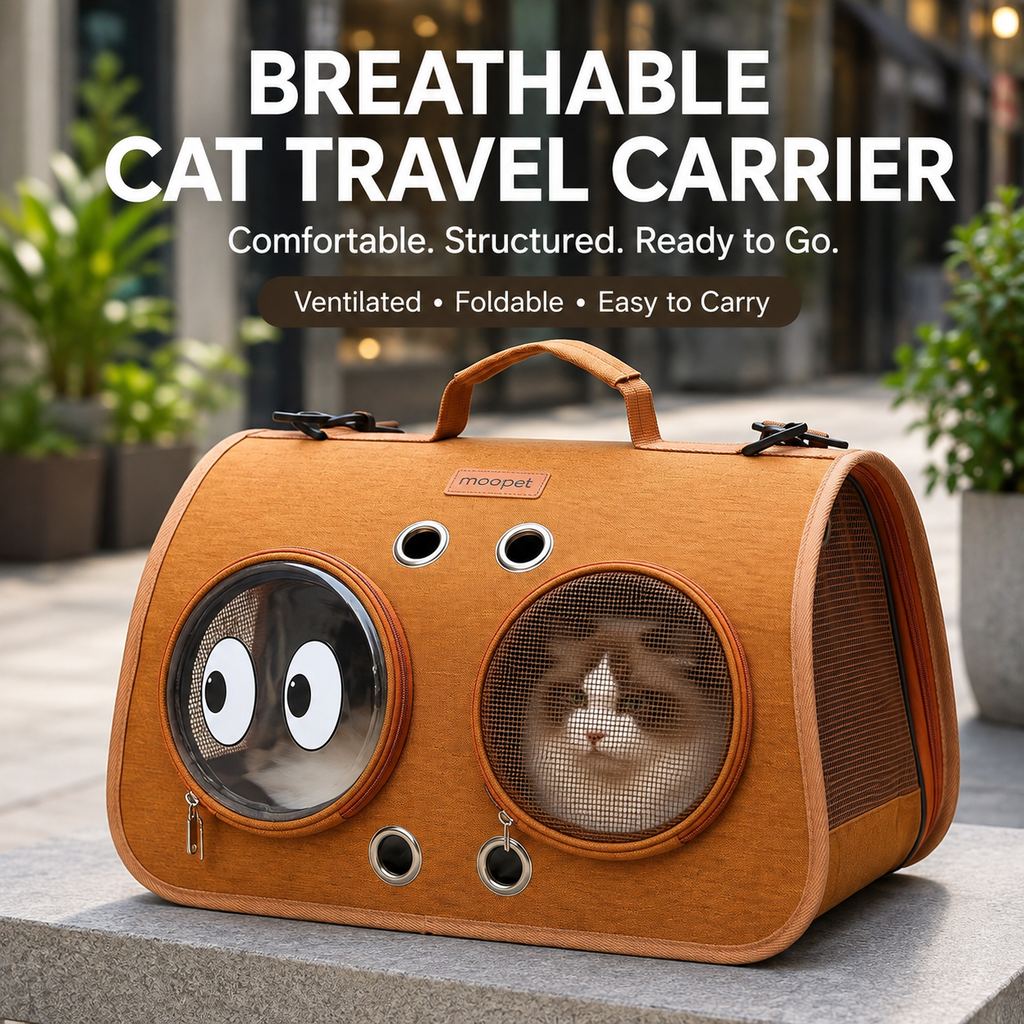Ortekor Breathable Cat Travel Carrier for Road Trips & Vet Visits - Structured Foldable Soft-Sided Pet Bag