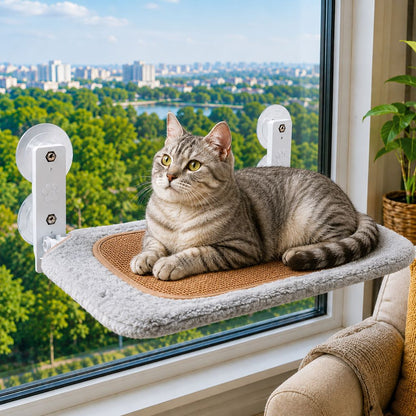 Ortekor Foldable Cat Window Hammock for Apartments - No-Drill Suction Perch for Sunny Naps Without Taking Up Floor Space